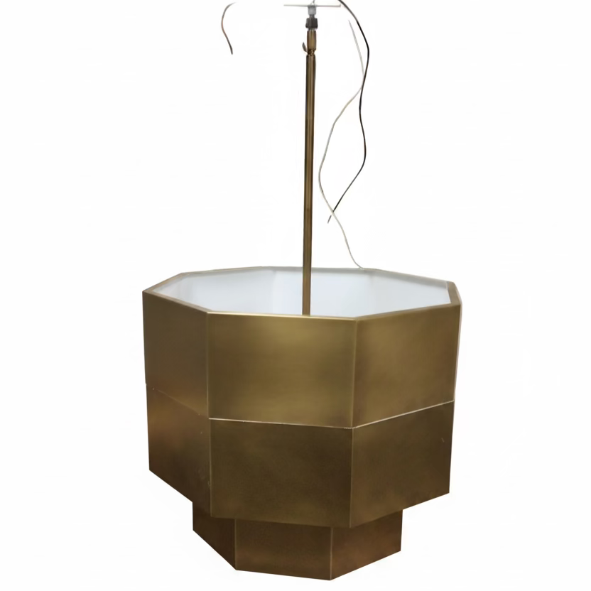 Brass Octagon Shaped Light Fixture