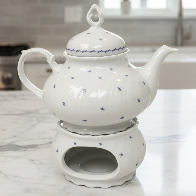 Seltmann Weiden Jasmin Pattern Teapot - White Porcelain - Bavaria West Germany