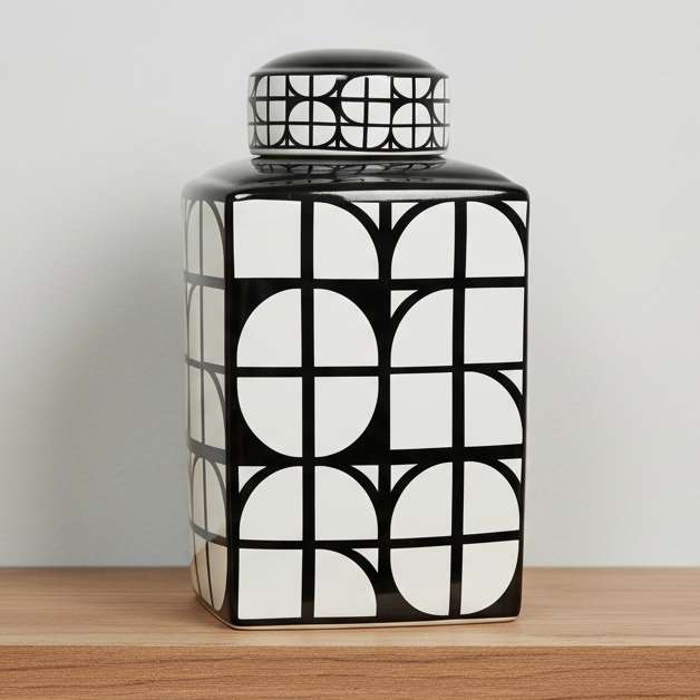 Heritage Farm and Garden - Decorative Geometric Jar with Lid