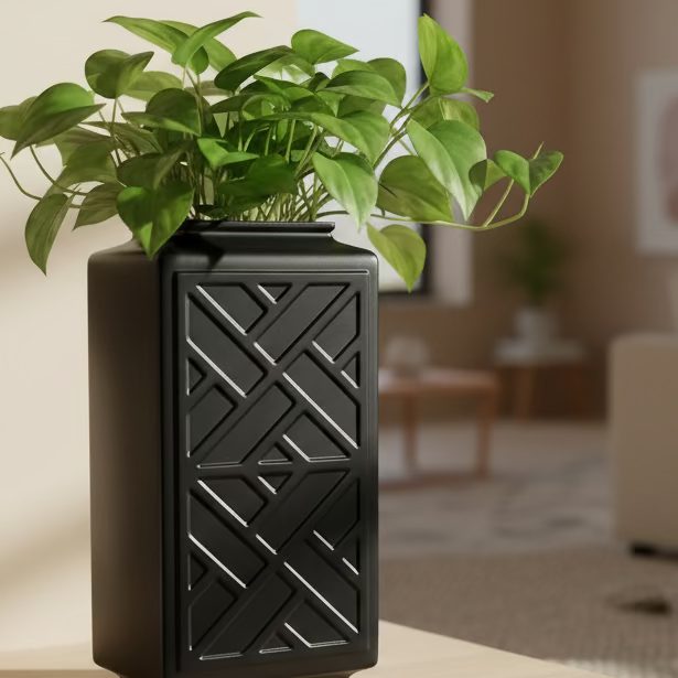 Heritage Farm and Garden - Tall Chinoiserie Jar with Lid - Black