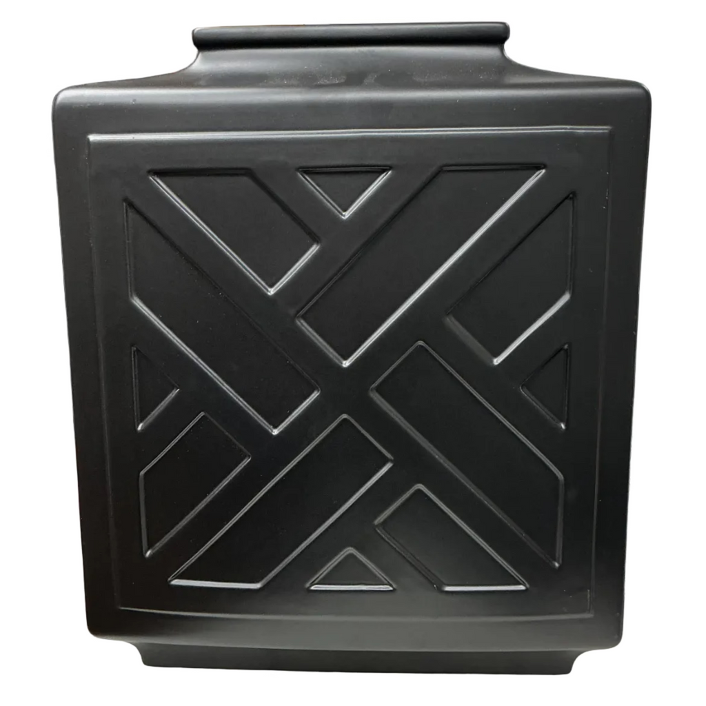 Heritage Farm and Garden - Square Chinoiserie Jar - Black