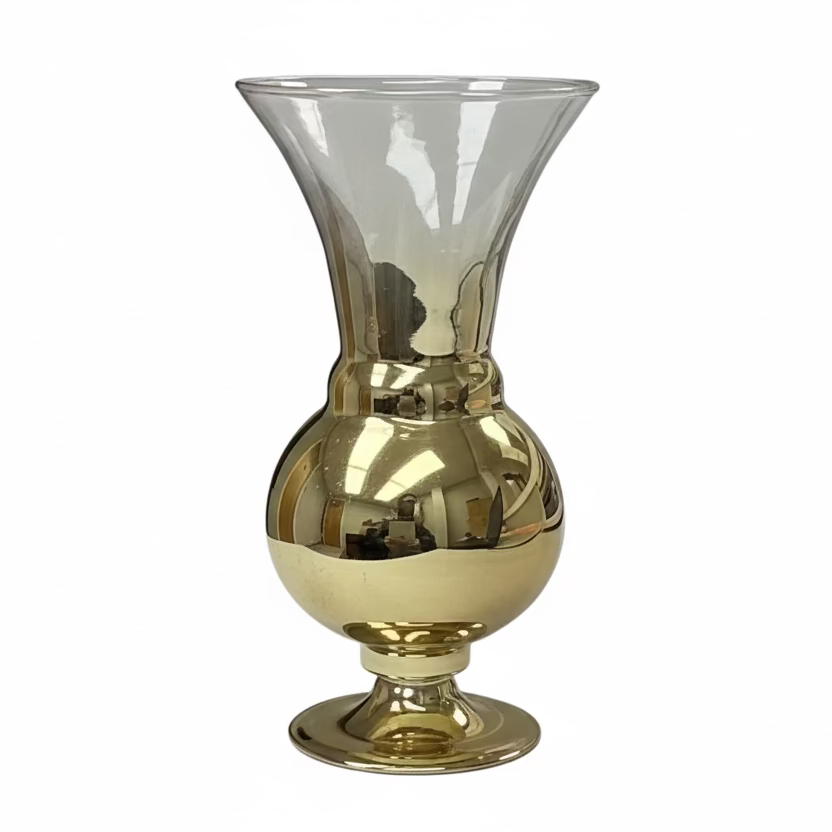 Glass and Gold Tone Bud Vase