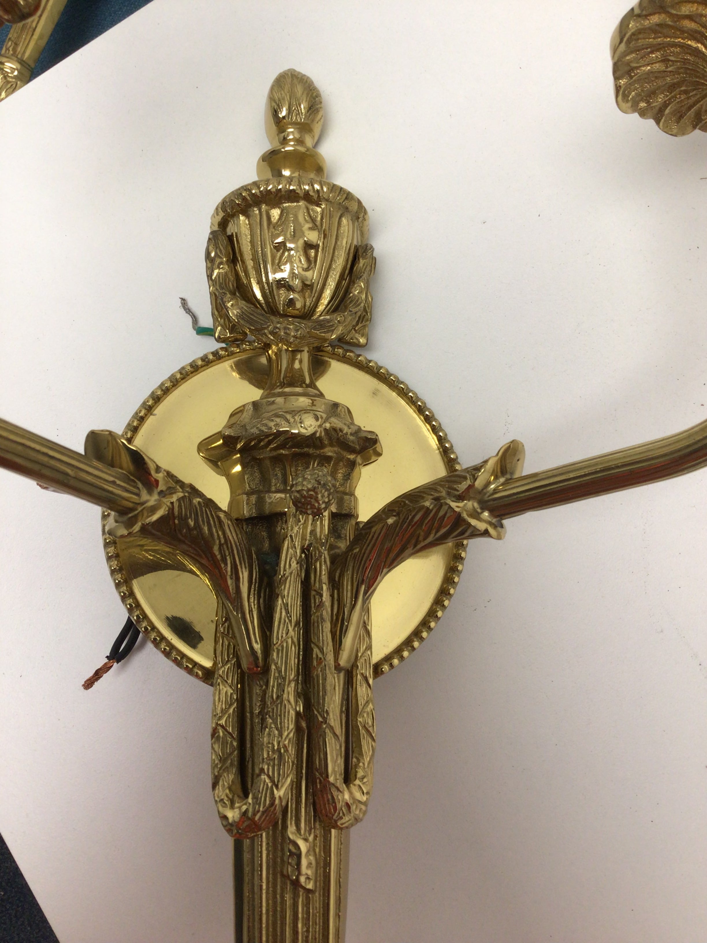 Louis XVI Style Brass Two-Light Candelabra Wall Sconce