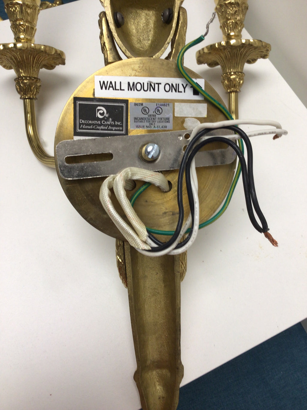 Louis XVI Style Brass Two-Light Candelabra Wall Sconce