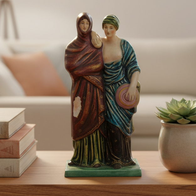 Antique Two Women Figurine