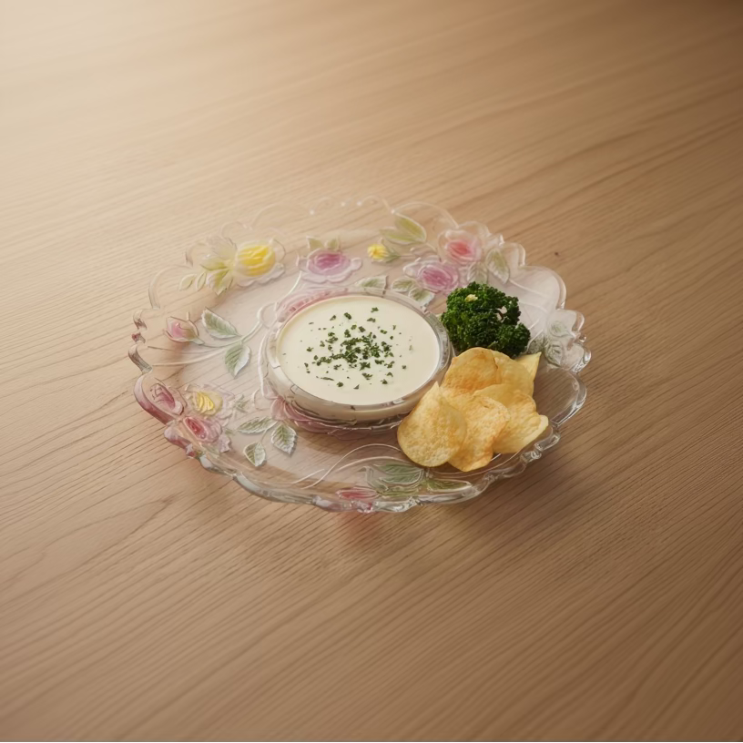 Chip and Dip Glass Crystal Bowl/Platter