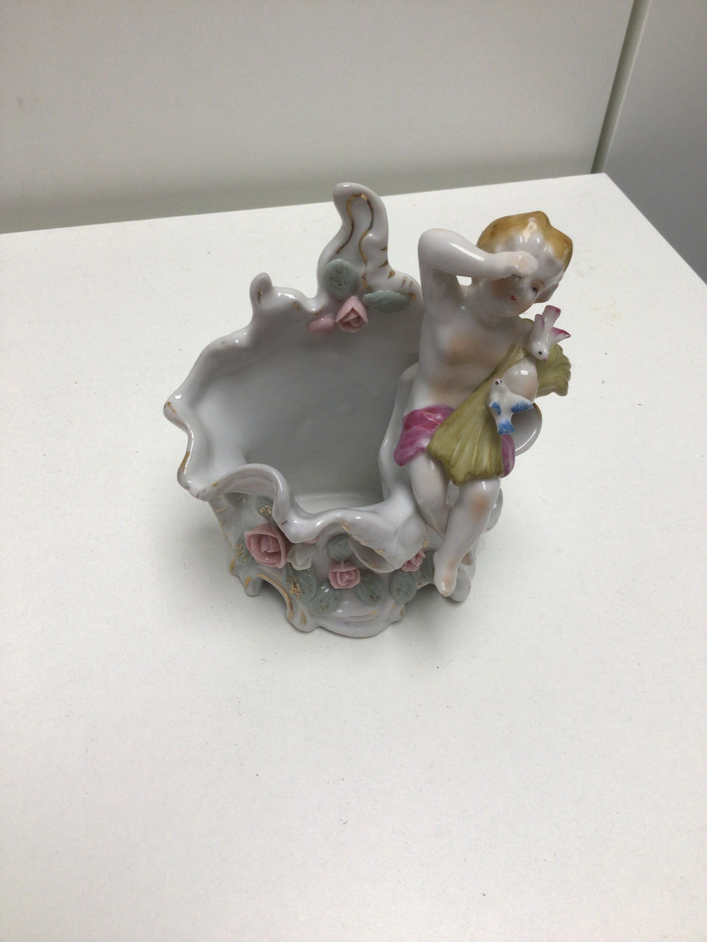 Porcelain Cherub Bowl with Rose Decoration