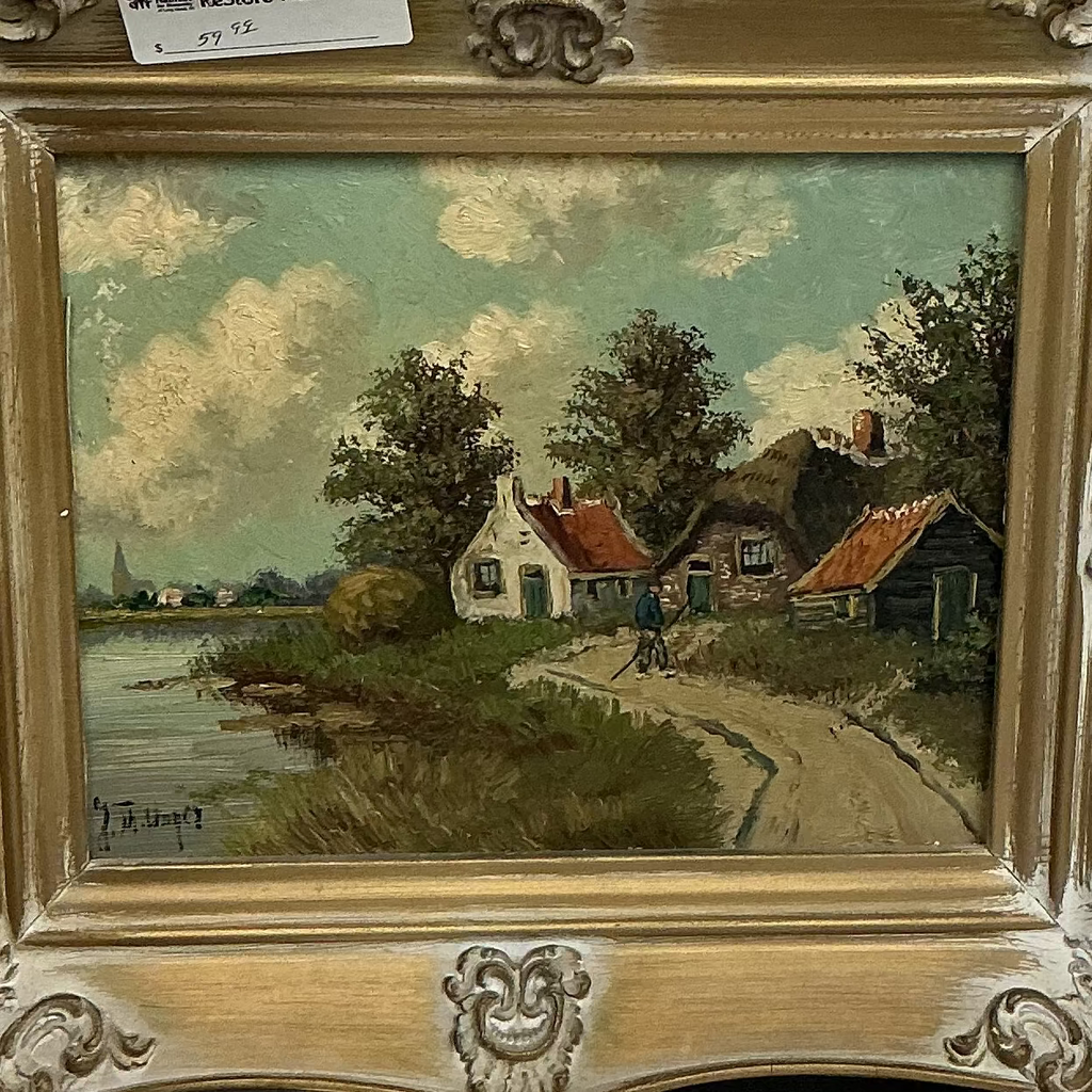 Painting of a Lakeside Town by T.T.