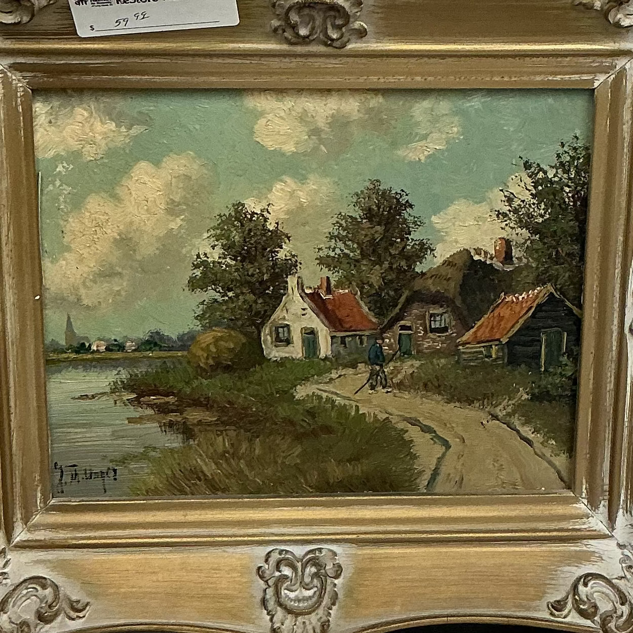 Painting of a Lakeside Town by T.T.