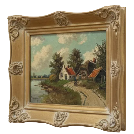 Painting of a Lakeside Town by T.T.