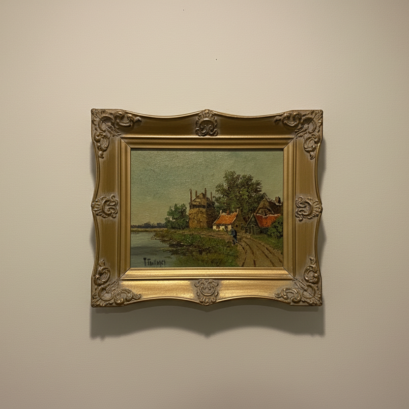 Painting of a Village (Tall Building) by T.T.