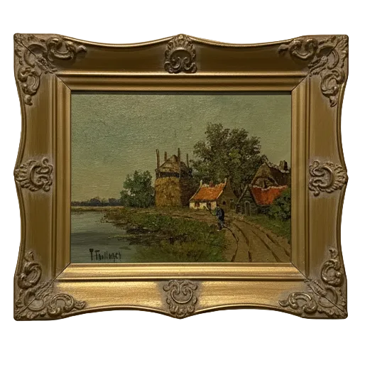 Painting of a Village (Tall Building) by T.T.