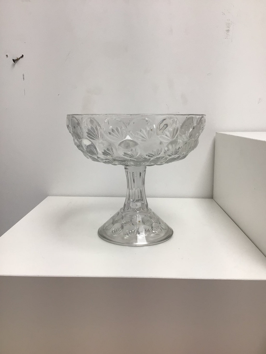 EAPG clear glass compote with pedestal base