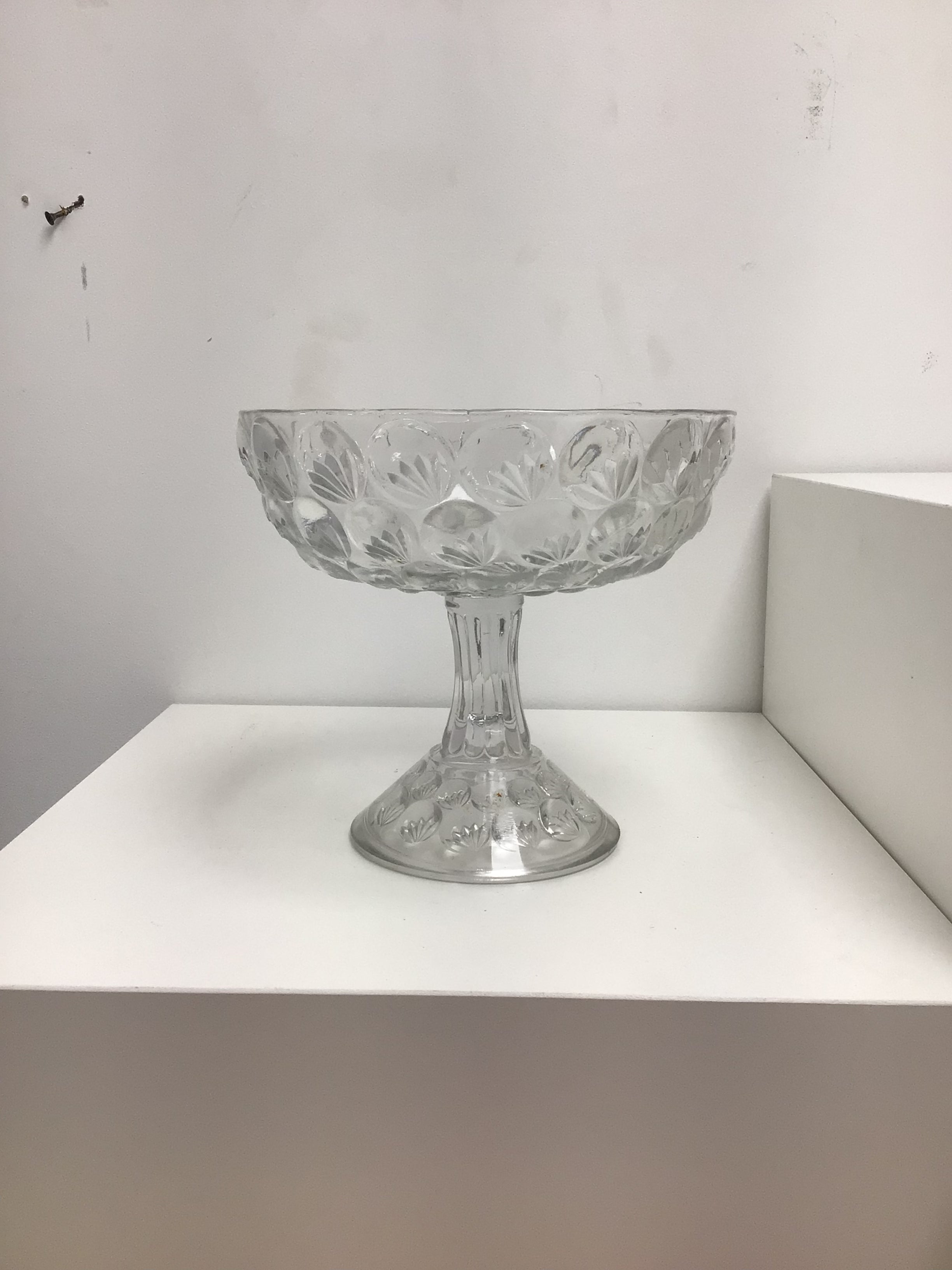 EAPG clear glass compote with pedestal base