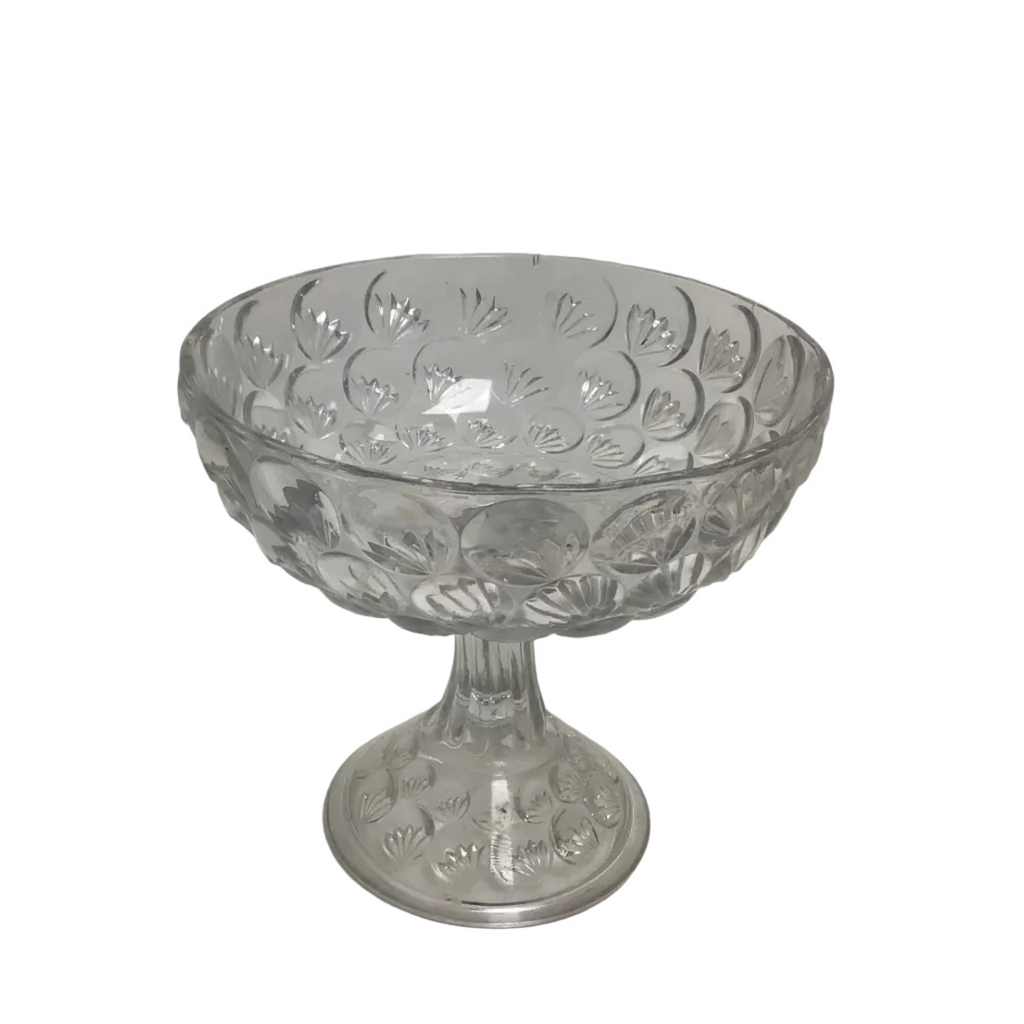 EAPG clear glass compote with pedestal base