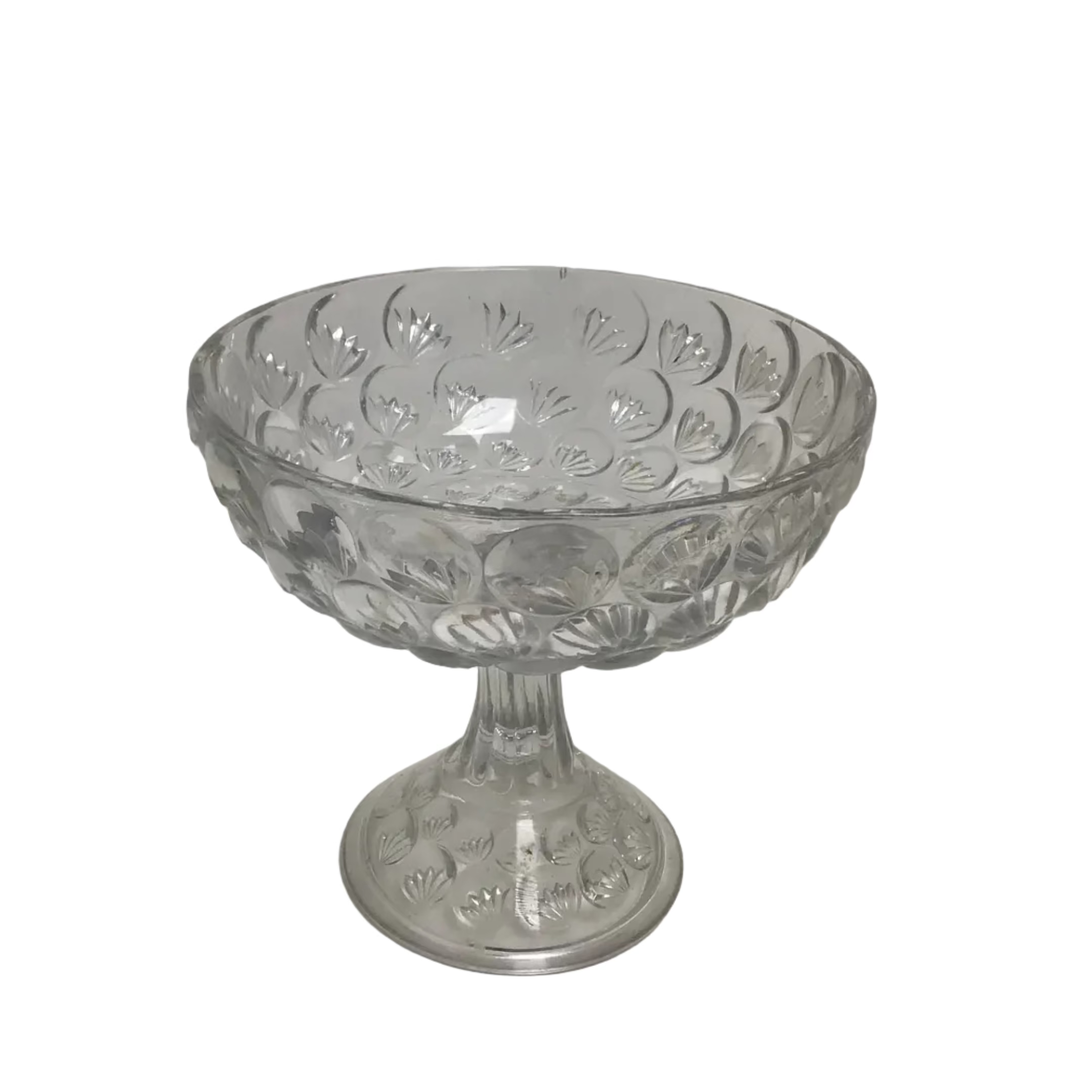 EAPG clear glass compote with pedestal base