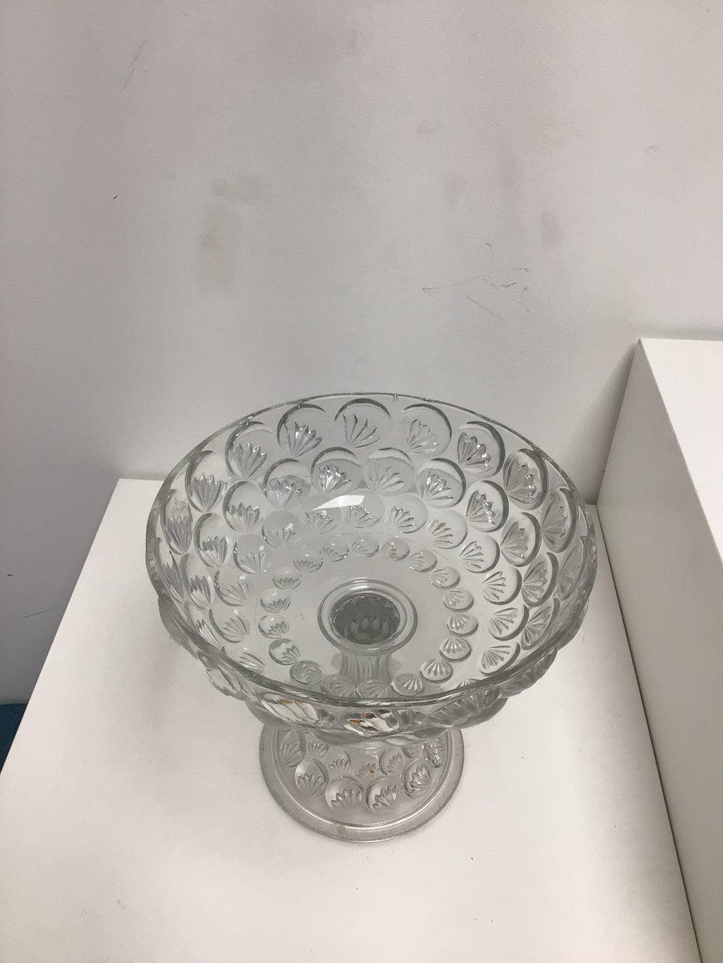 EAPG clear glass compote with pedestal base