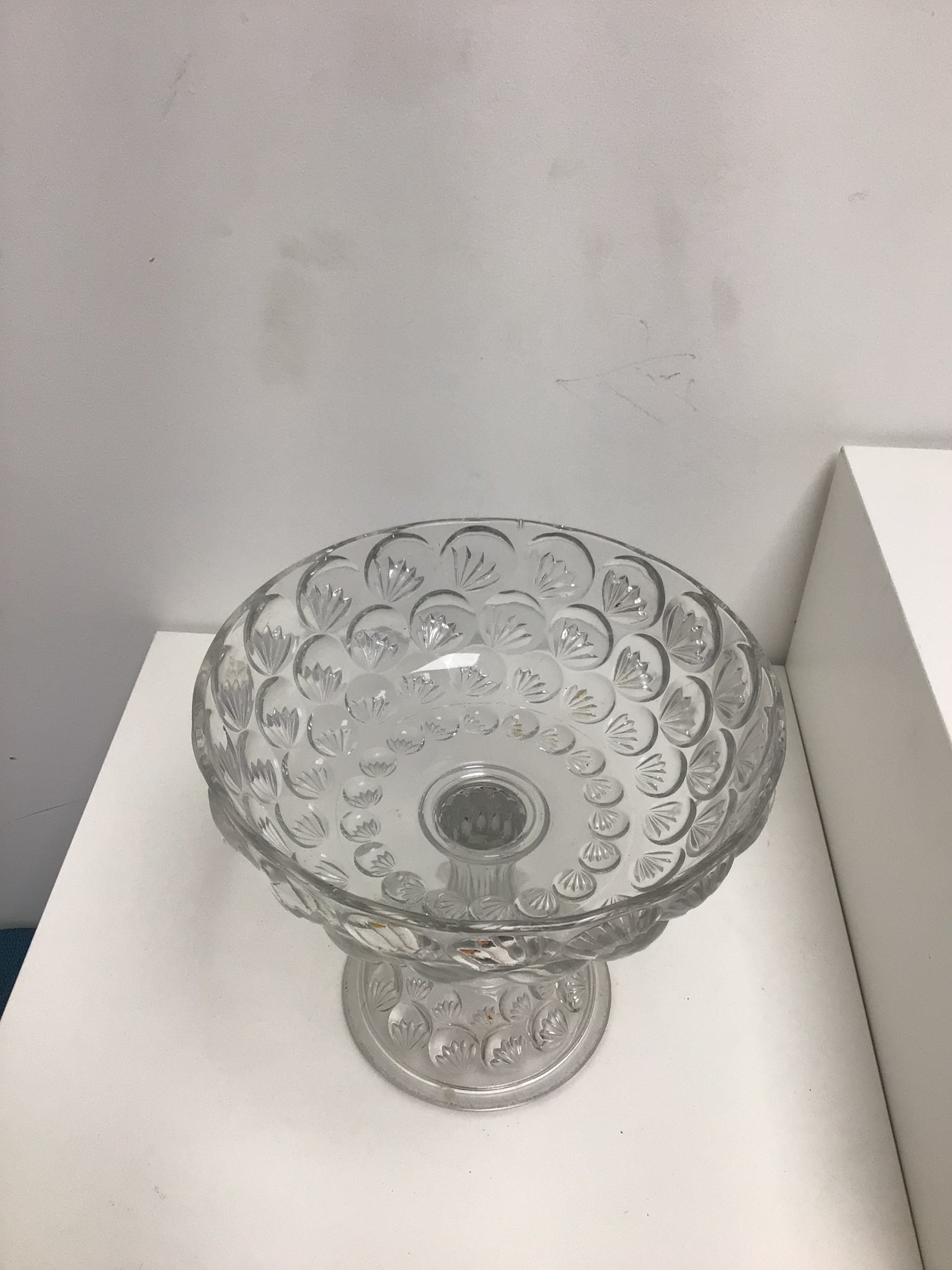 EAPG clear glass compote with pedestal base