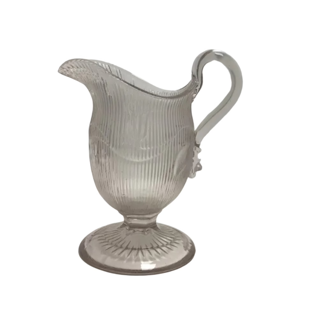 EAPG Glass Pitcher/Creamer with Bellflower Pattern