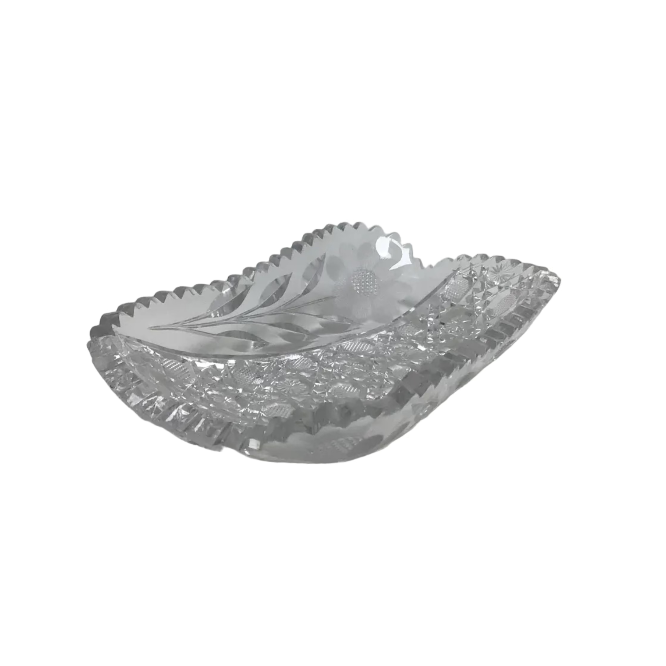 American Brilliant Cut Glass  Celery or Relish Dish