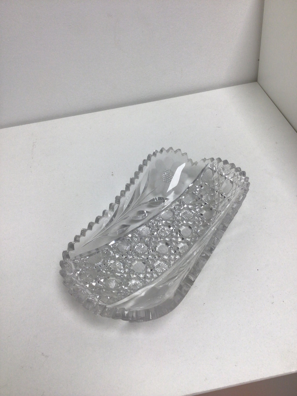 American Brilliant Cut Glass  Celery or Relish Dish