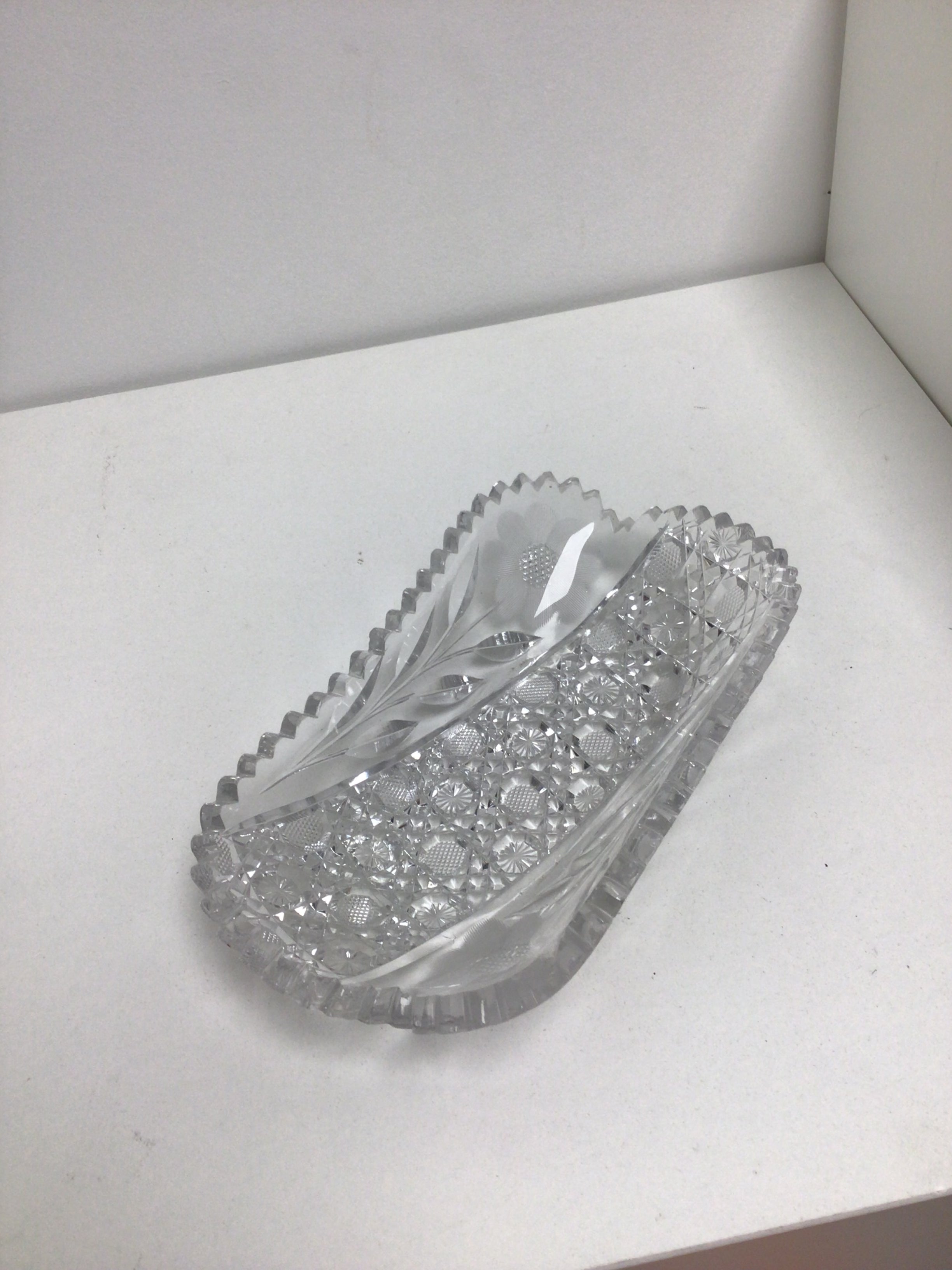 American Brilliant Cut Glass  Celery or Relish Dish