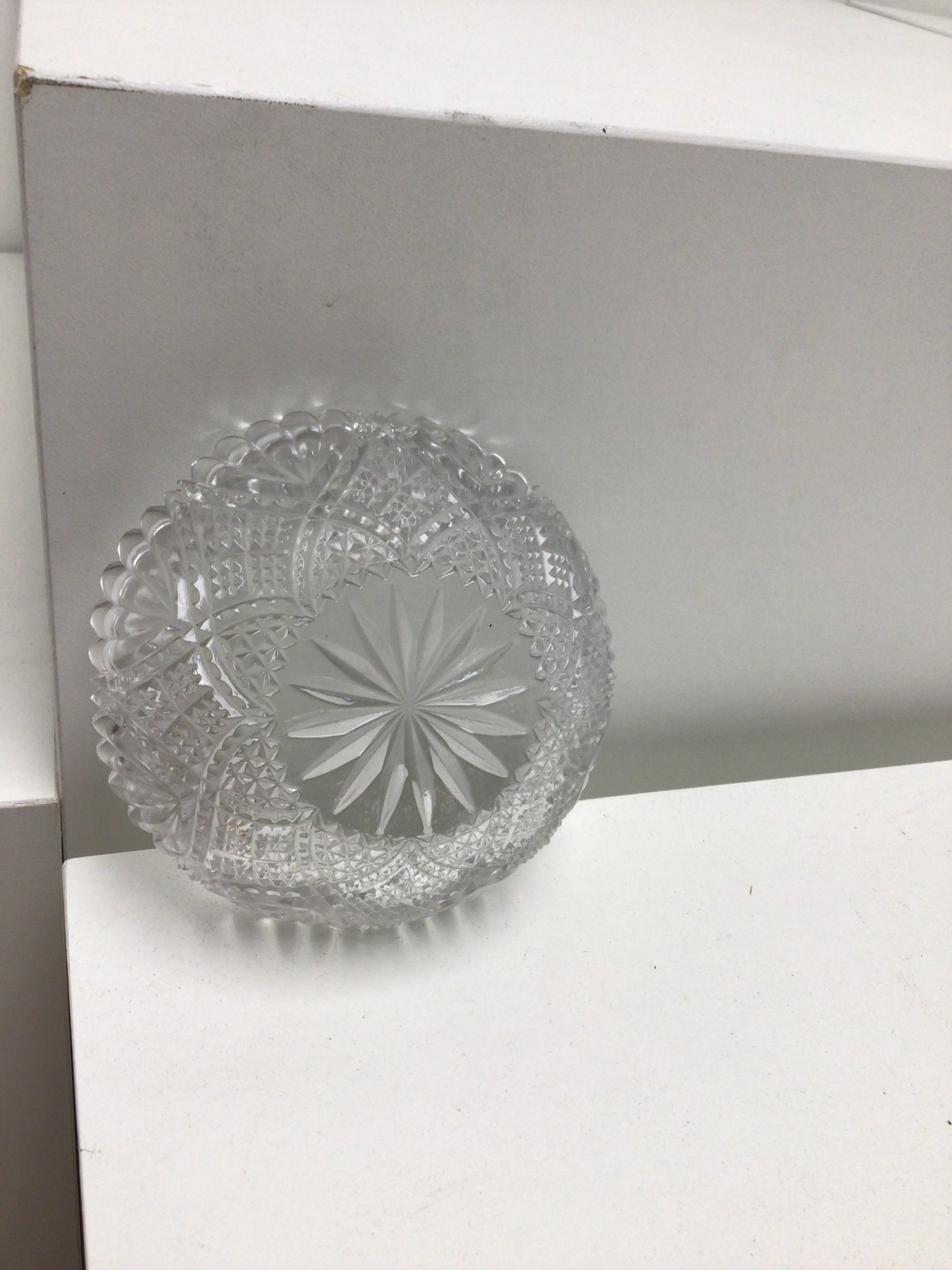 Cut Glass Bowl with Star and Pinwheel Pattern
