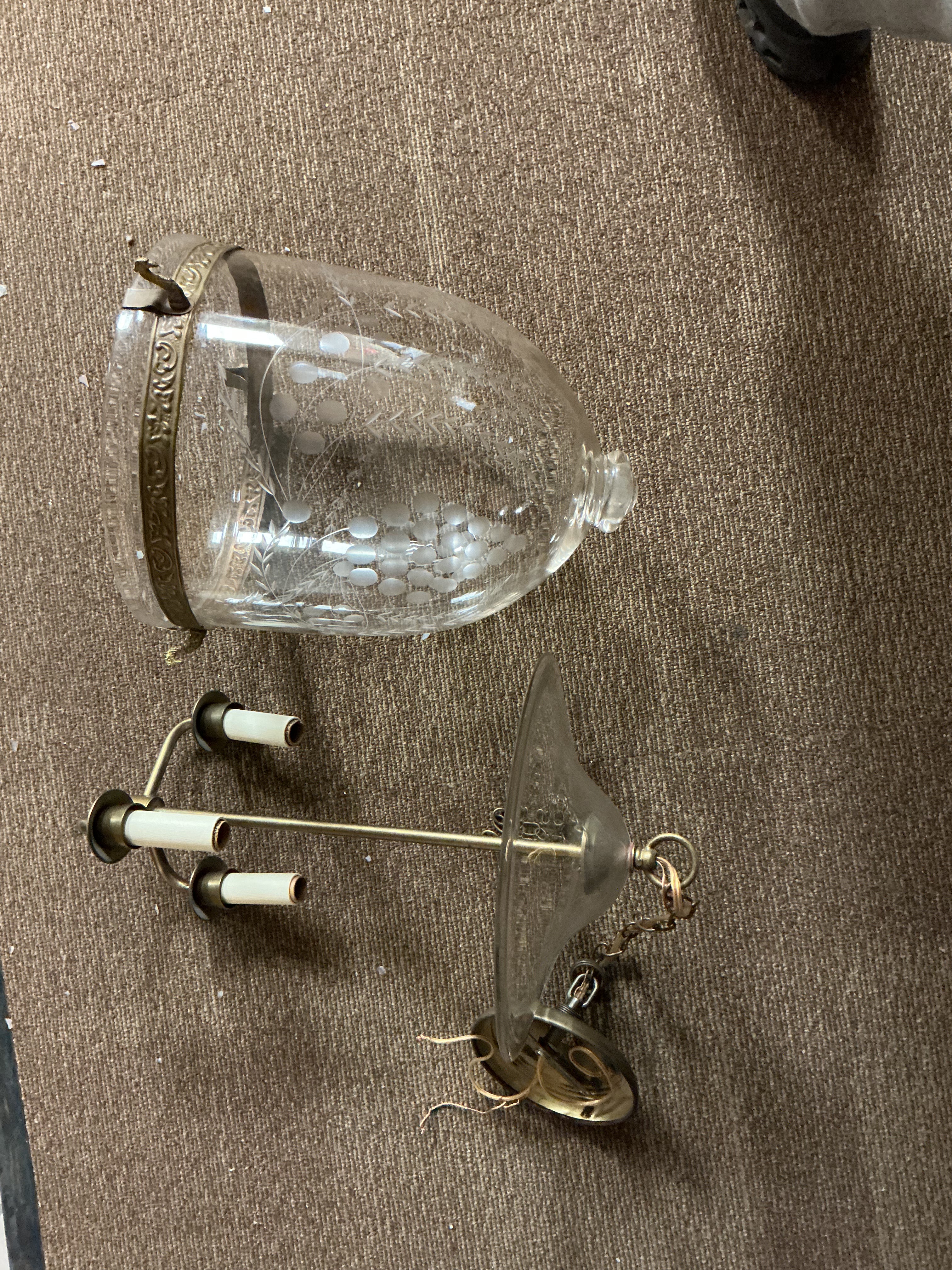 19th Century British Ceylonese Handblown Etched "Glow Lamp" Bell Jar Lantern