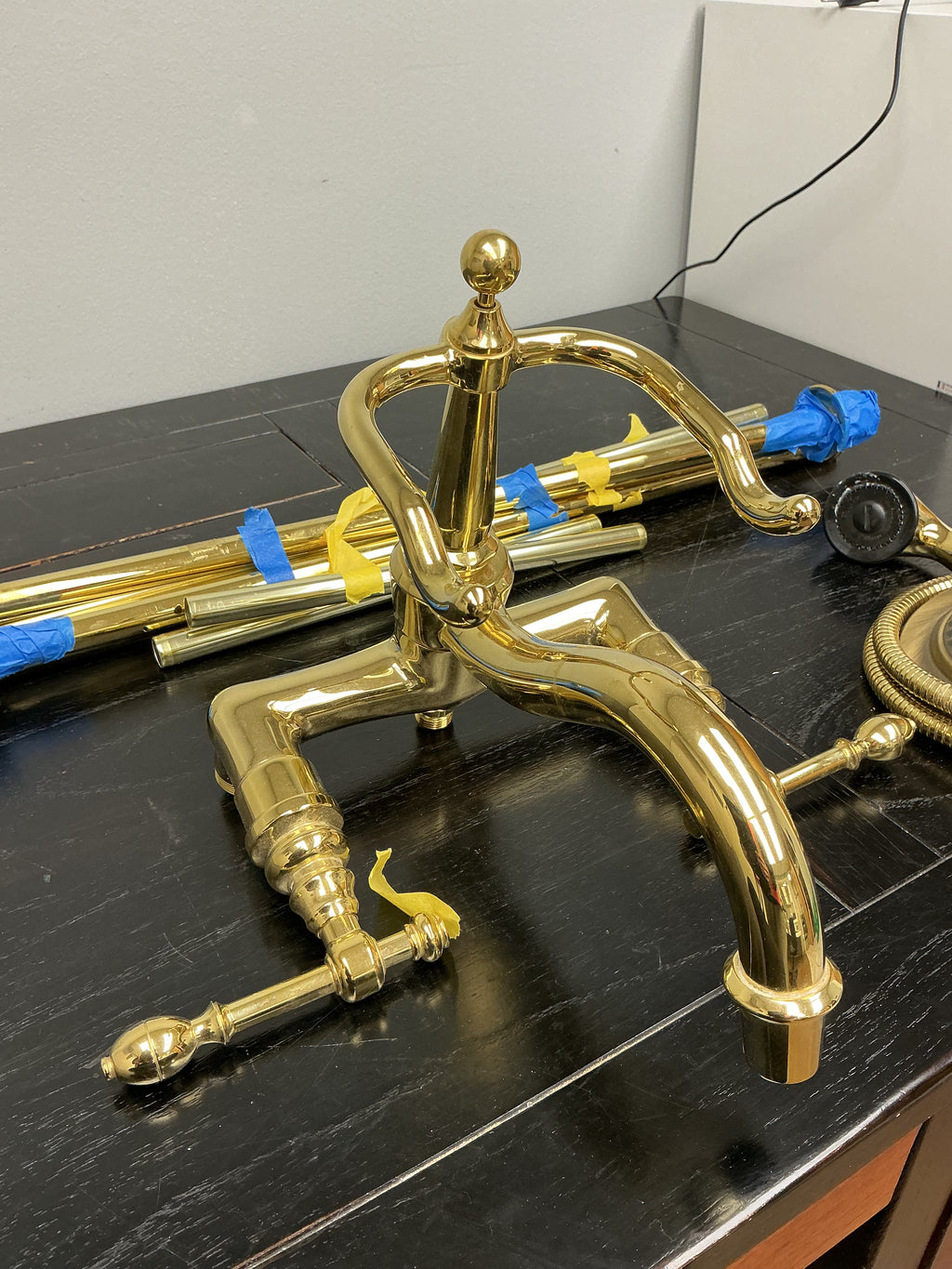 Vintage Brass Telephone Tub Faucet with Handheld Shower