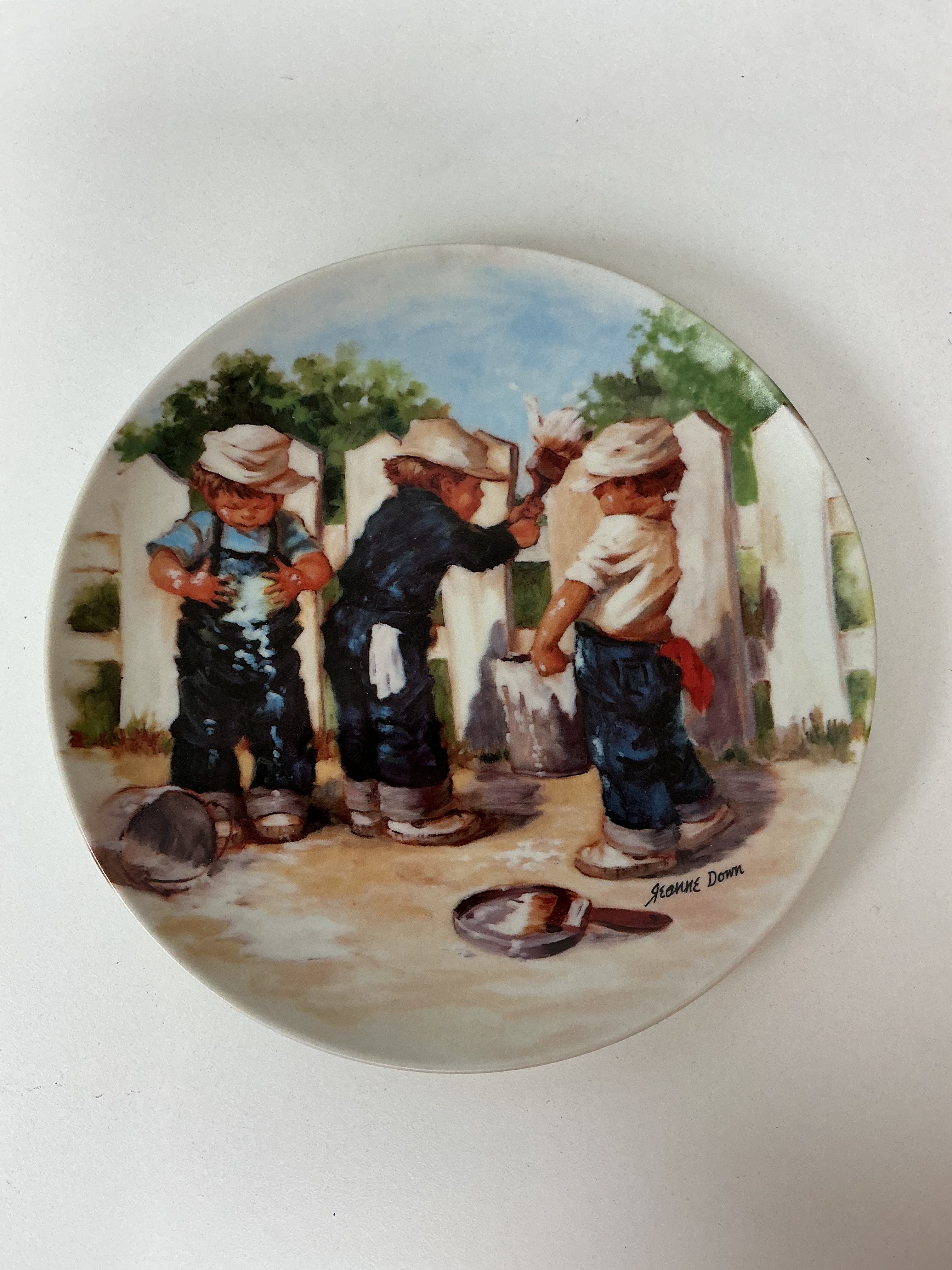 Jeanne Downs Collectible Plate with "Products" Market Scene (set of 4)