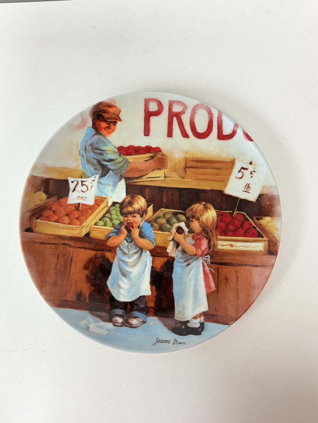 Jeanne Downs Collectible Plate with "Products" Market Scene (set of 4)