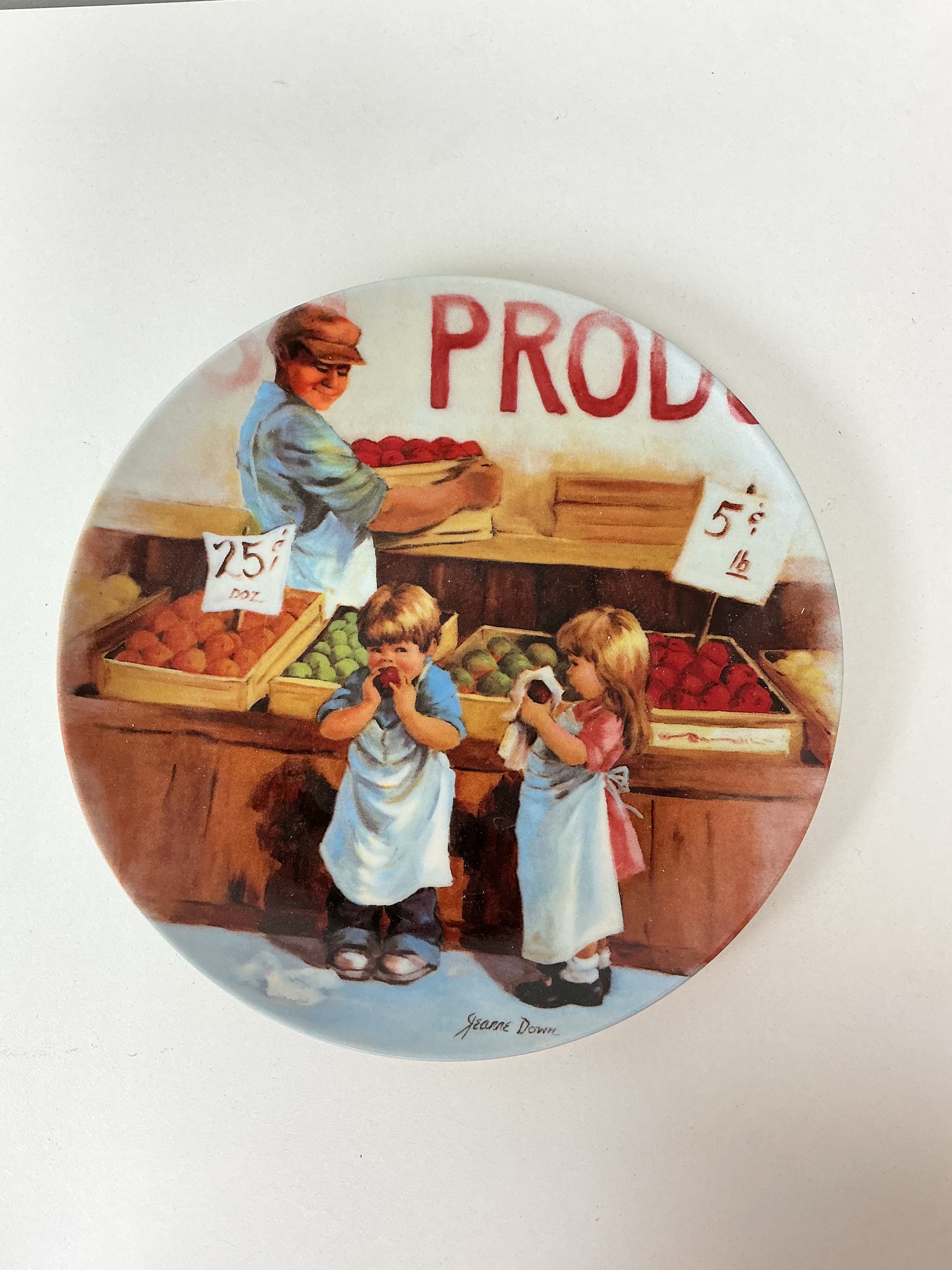Jeanne Downs Collectible Plate with "Products" Market Scene (set of 4)