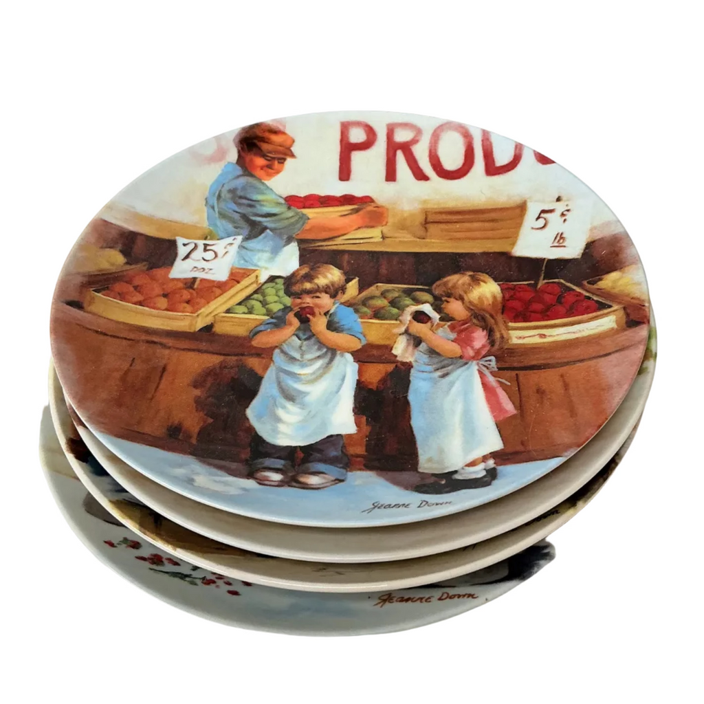 Jeanne Downs Collectible Plate with "Products" Market Scene (set of 4)