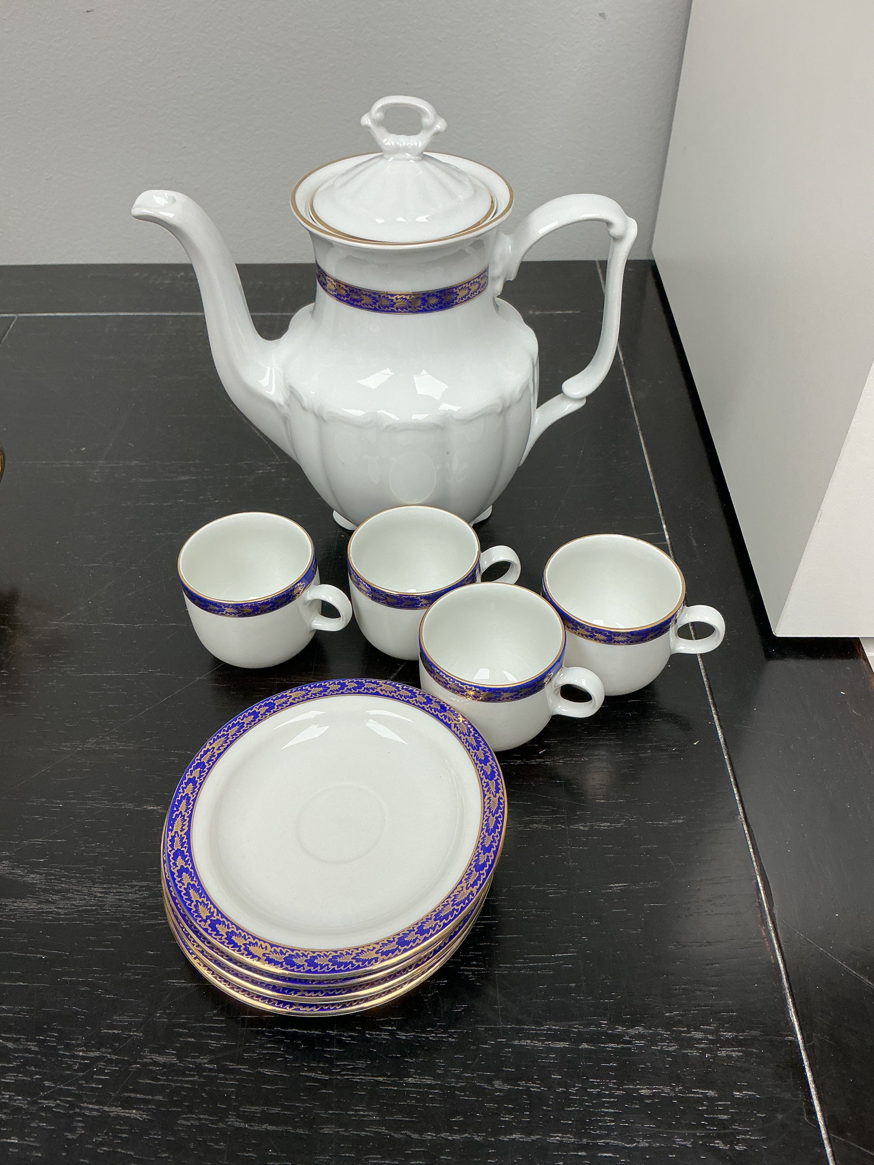 Wazorych Made in Poland Porcelain Cup, Saucer, and Teapot Set