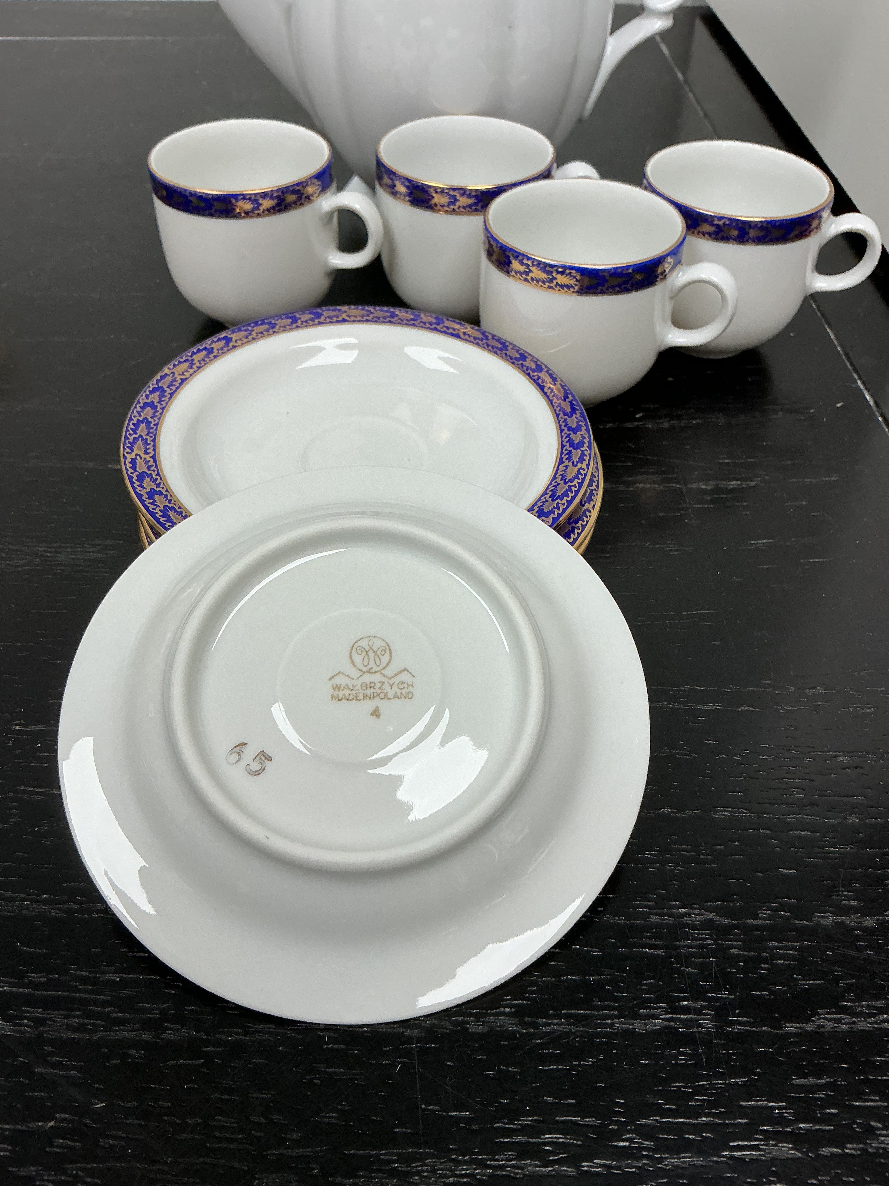 Wazorych Made in Poland Porcelain Cup, Saucer, and Teapot Set
