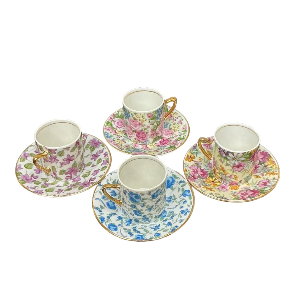 Vintage Porcelain Demitasse Cup and Saucer set of 4
