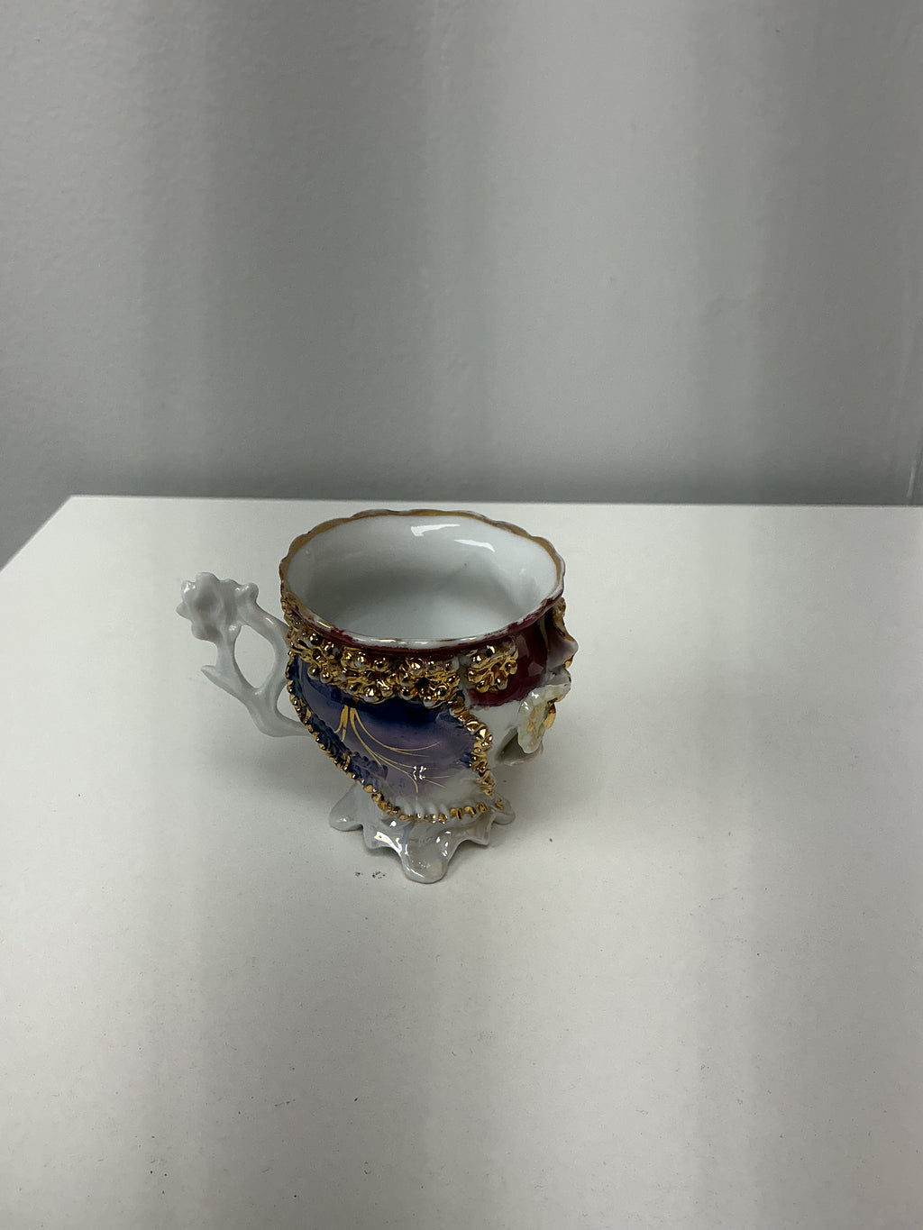 Floral Bone China Teacup with Gold Trim