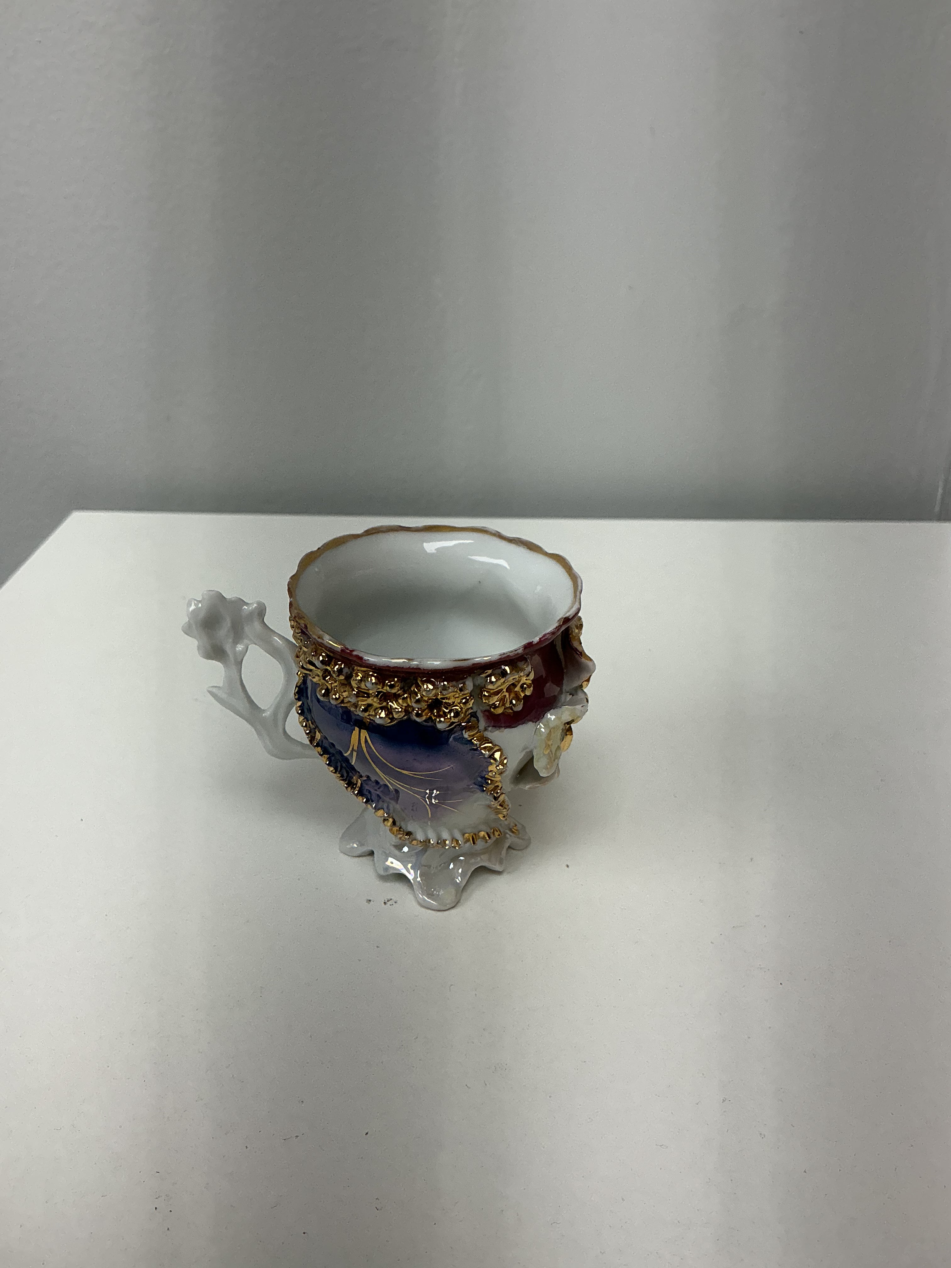 Floral Bone China Teacup with Gold Trim
