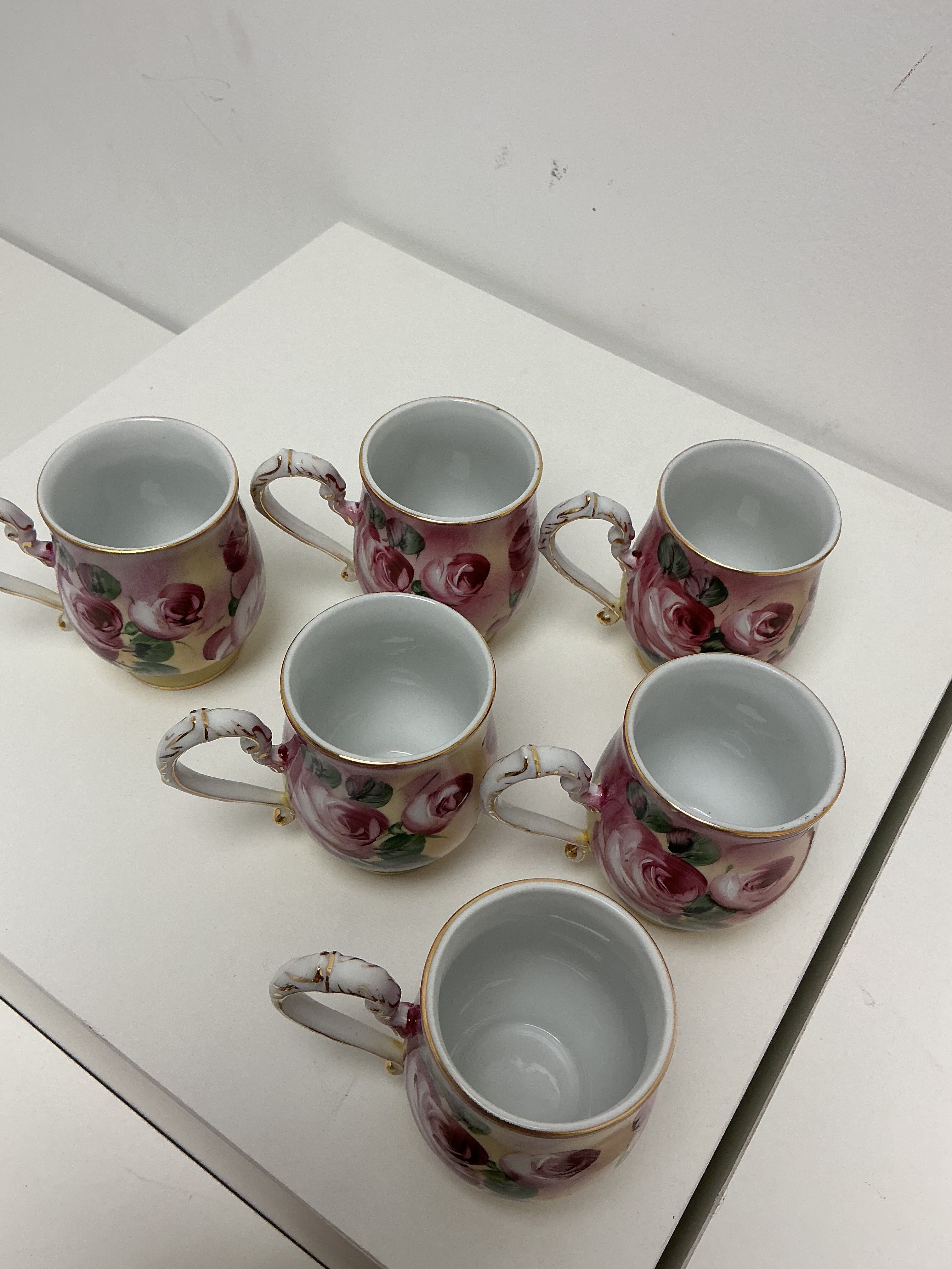 Vintage Porcelain Tea Set with Rose Decoration