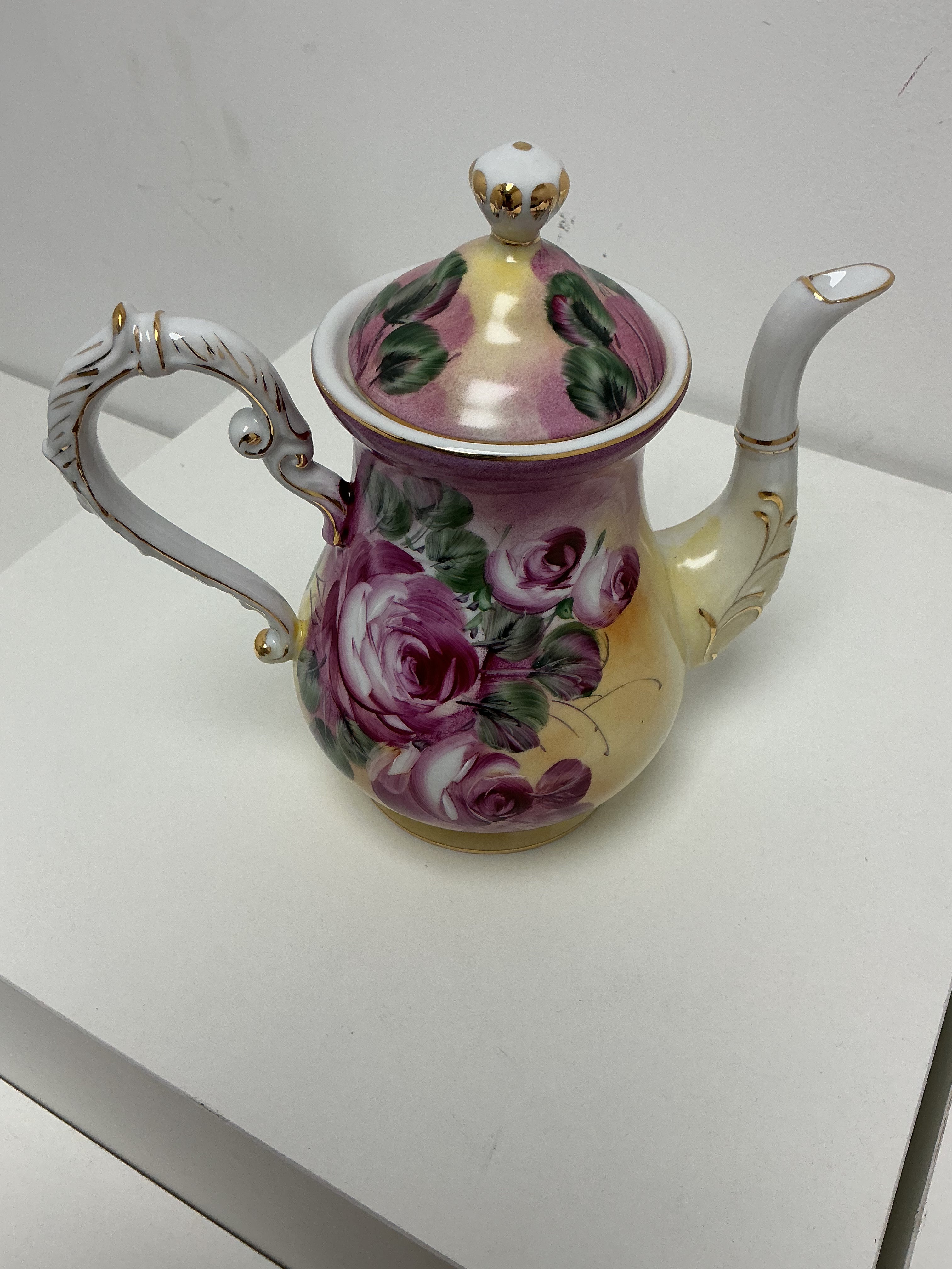 Vintage Porcelain Tea Set with Rose Decoration