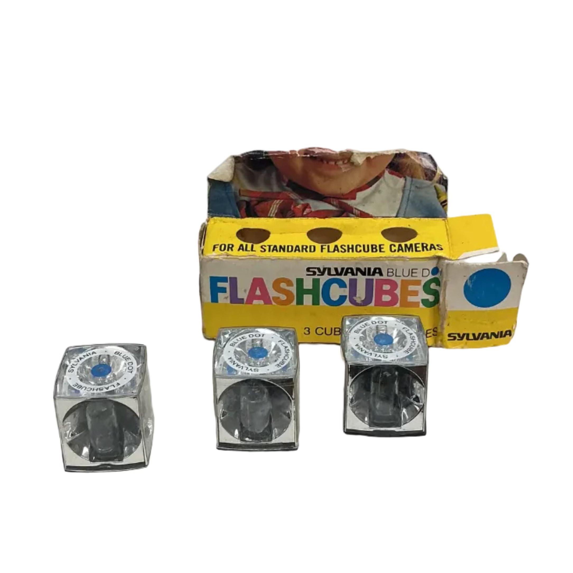 Vintage Sylvania Blue Dot Flashcubes- Box of 3 Cubes/12 Flashes