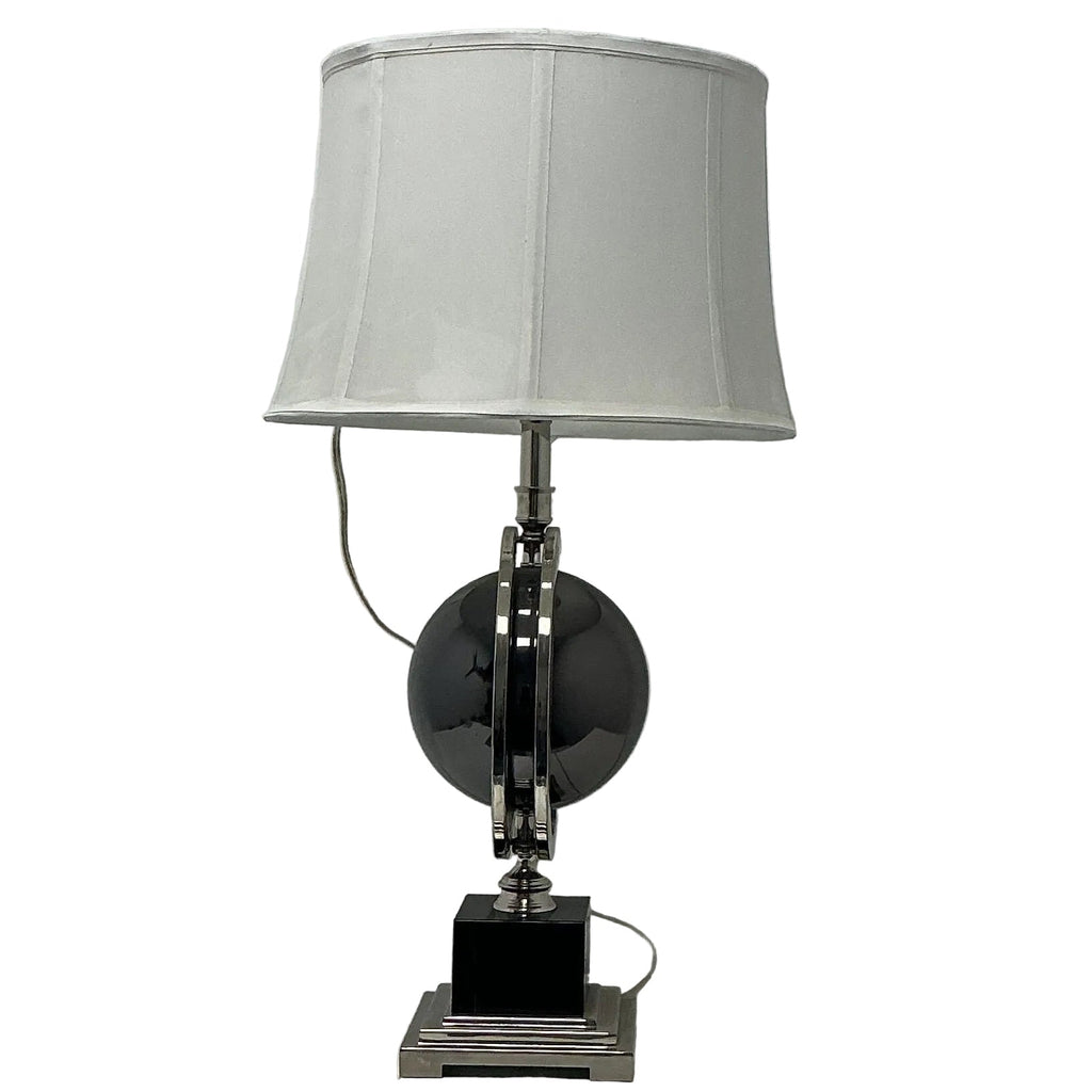 Nickel & Gun Metal Lamp with Orb