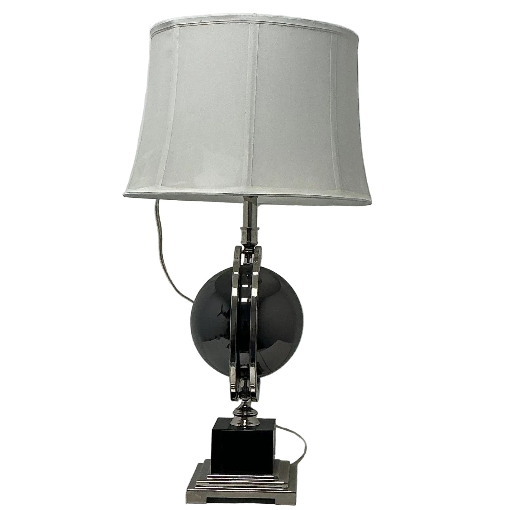Nickel & Gun Metal Lamp with Orb