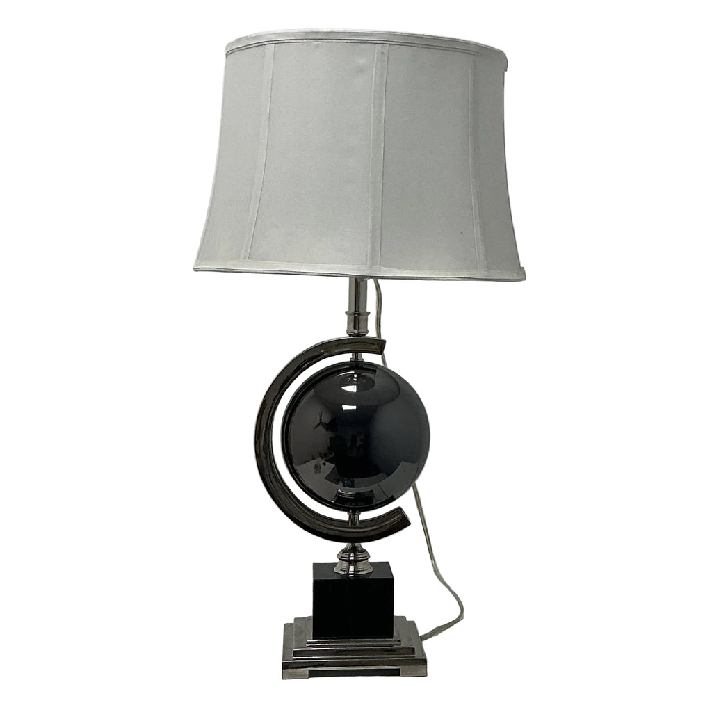 Nickel & Gun Metal Lamp with Orb