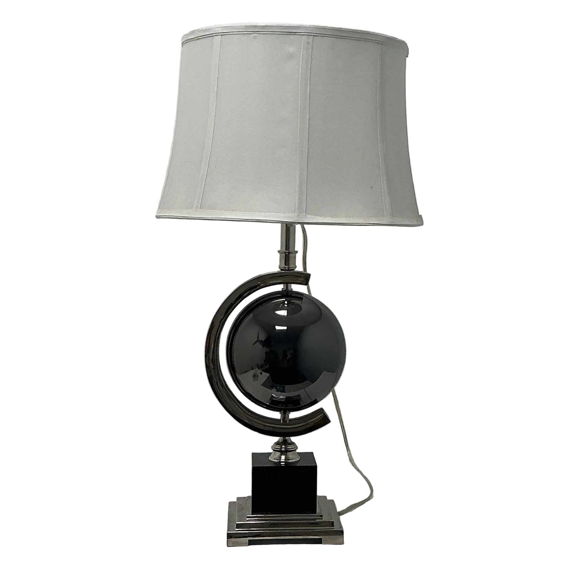 Nickel & Gun Metal Lamp with Orb