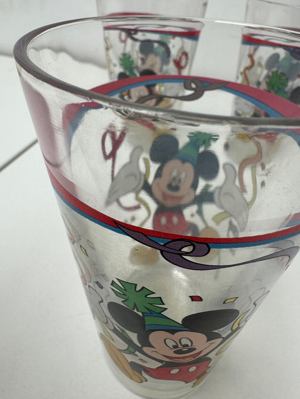 Vintage Disney Mickey Mouse Birthday Celebration Glasses - Set of 3