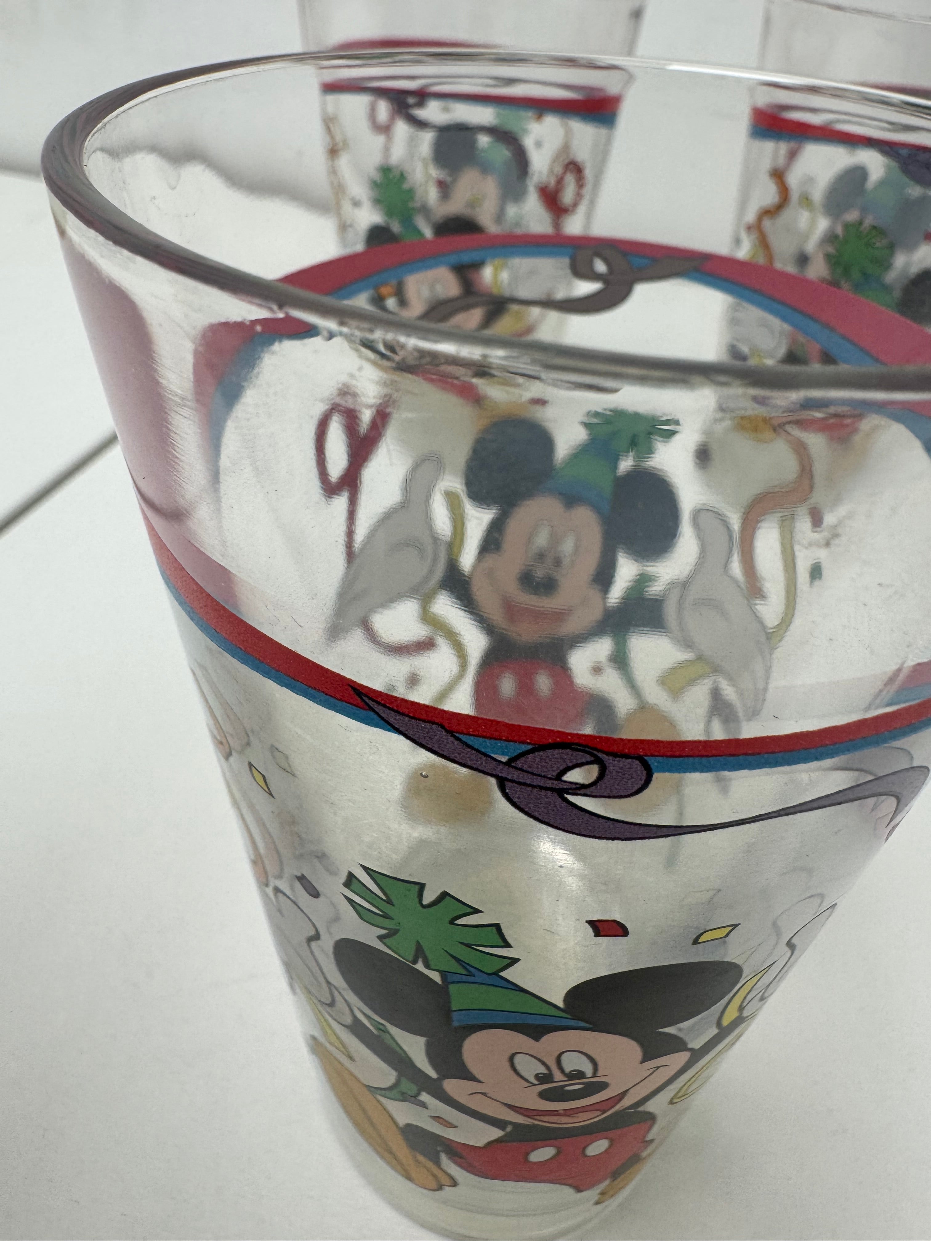 Vintage Disney Mickey Mouse Birthday Celebration Glasses - Set of 3