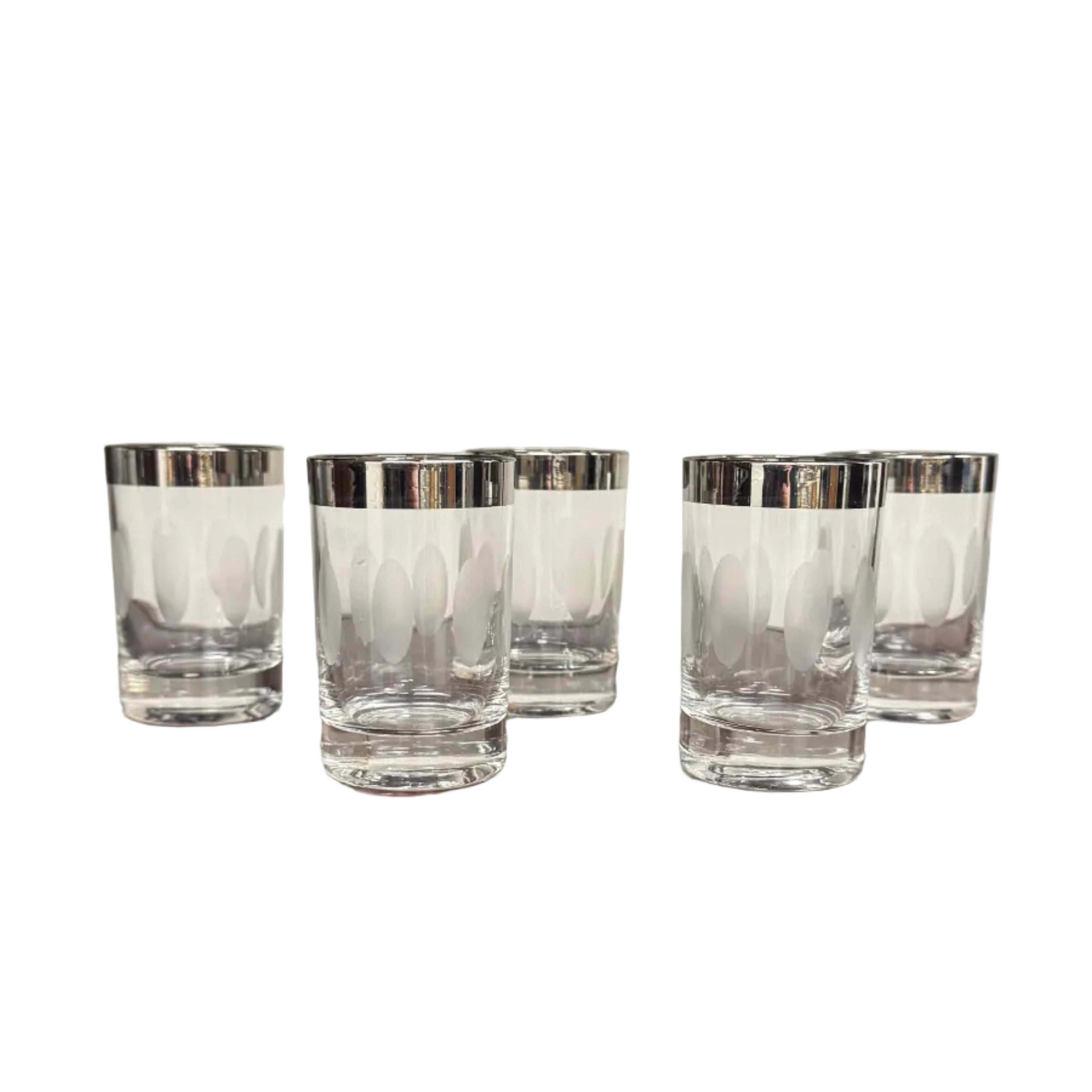 Vintage Dorothy Thorpe Style Etched Thumbprint Lowball Cocktail Glasses - Set of 5
