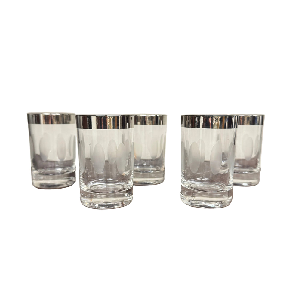 Vintage Dorothy Thorpe Style Etched Thumbprint Lowball Cocktail Glasses - Set of 5