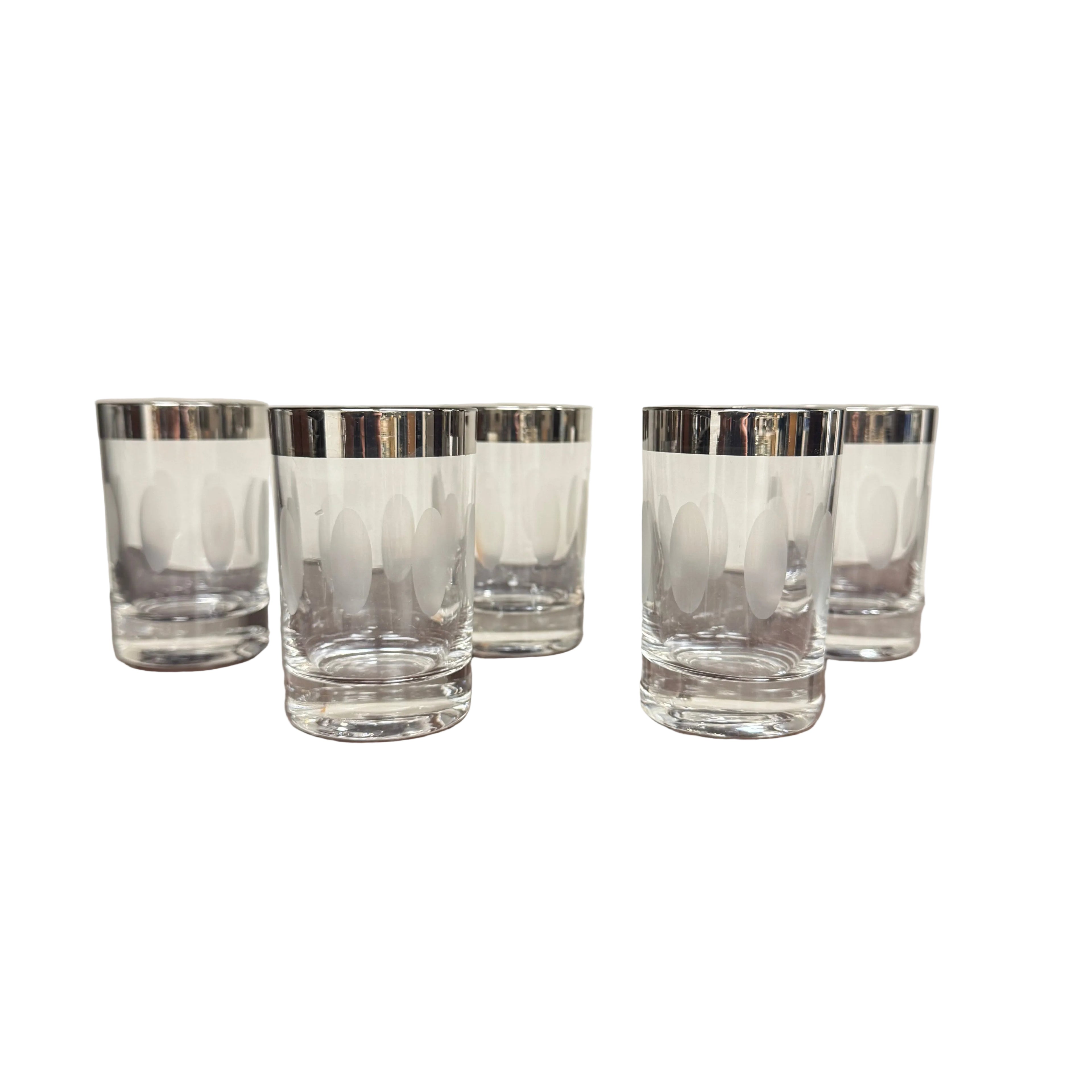 Vintage Dorothy Thorpe Style Etched Thumbprint Lowball Cocktail Glasses - Set of 5